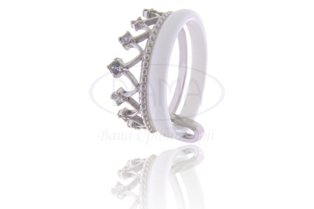 Каблучка срібна Корона з керамікою фото 1