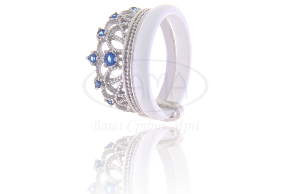 Каблучка Срібна Корона з керамікою фото 1