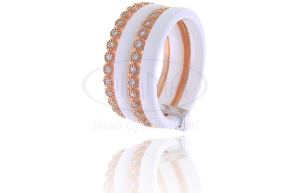 Срібна каблучка з ювелірною керамікою фото 1