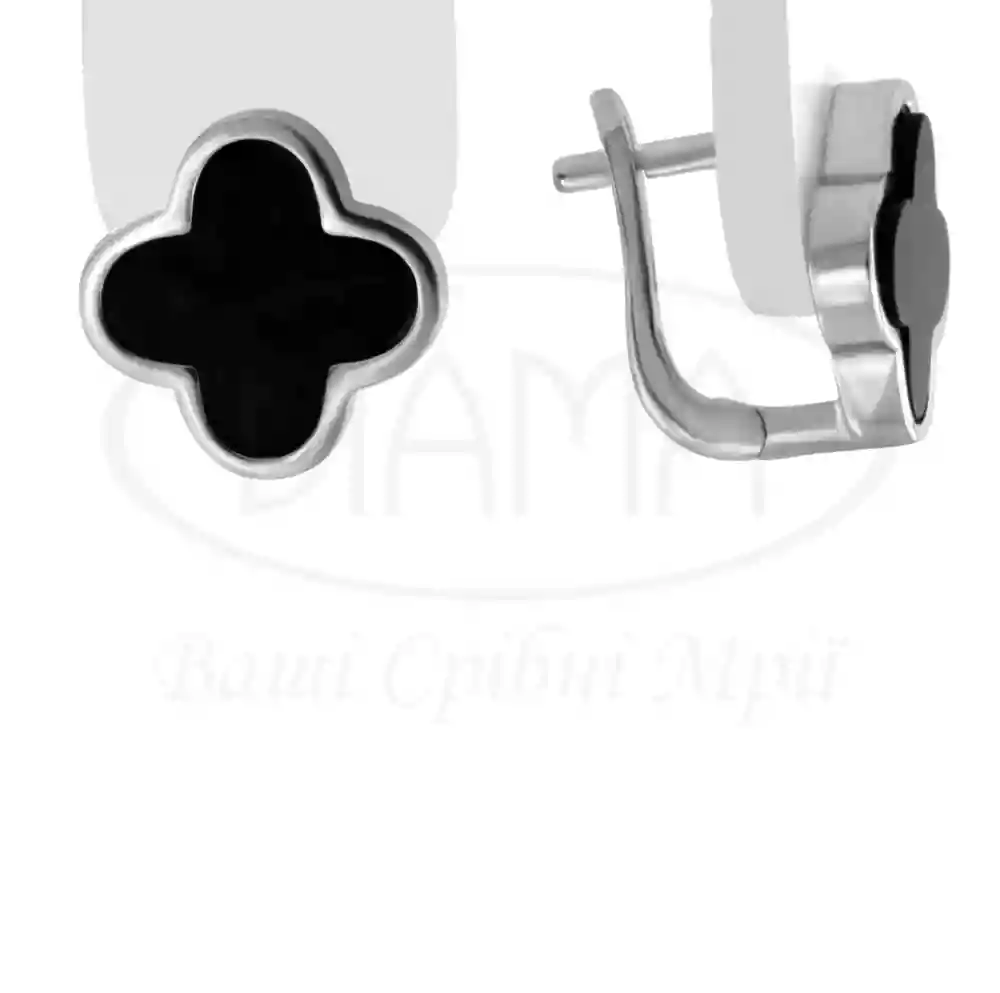 Сережки срібні з Оніксом фото 1