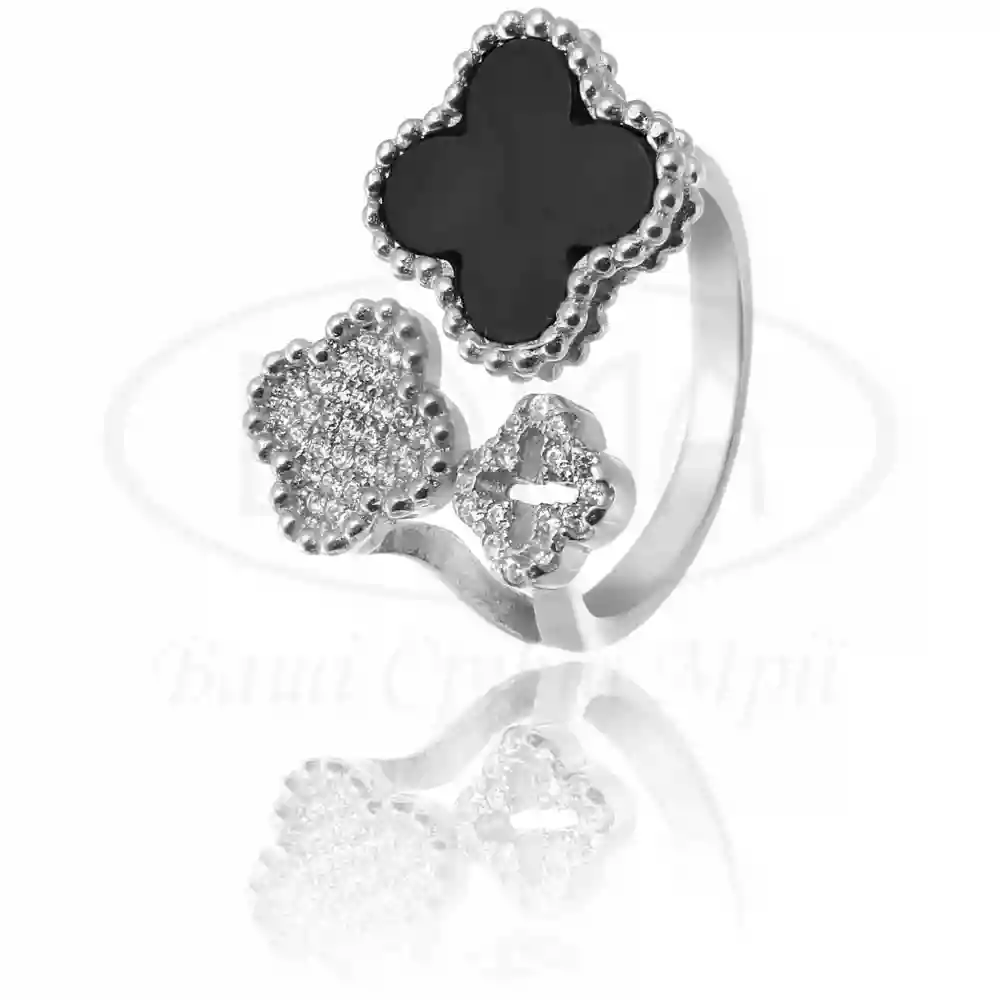 Каблучка срібна з Оніксом та цирконом фото 1