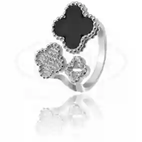 Каблучка срібна з Оніксом та цирконом
