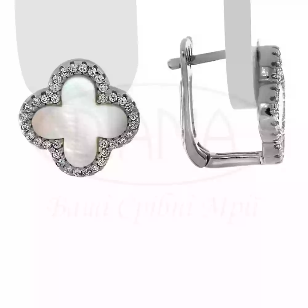 Сережки срібні "Клевер" з Перламутром фото 1