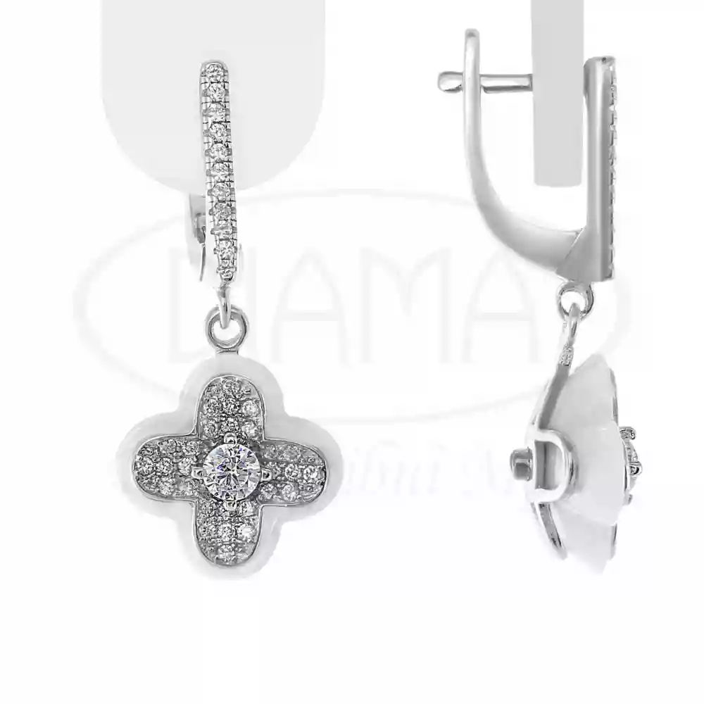 Срібні сережки з Кераміком та Цирконом фото 1