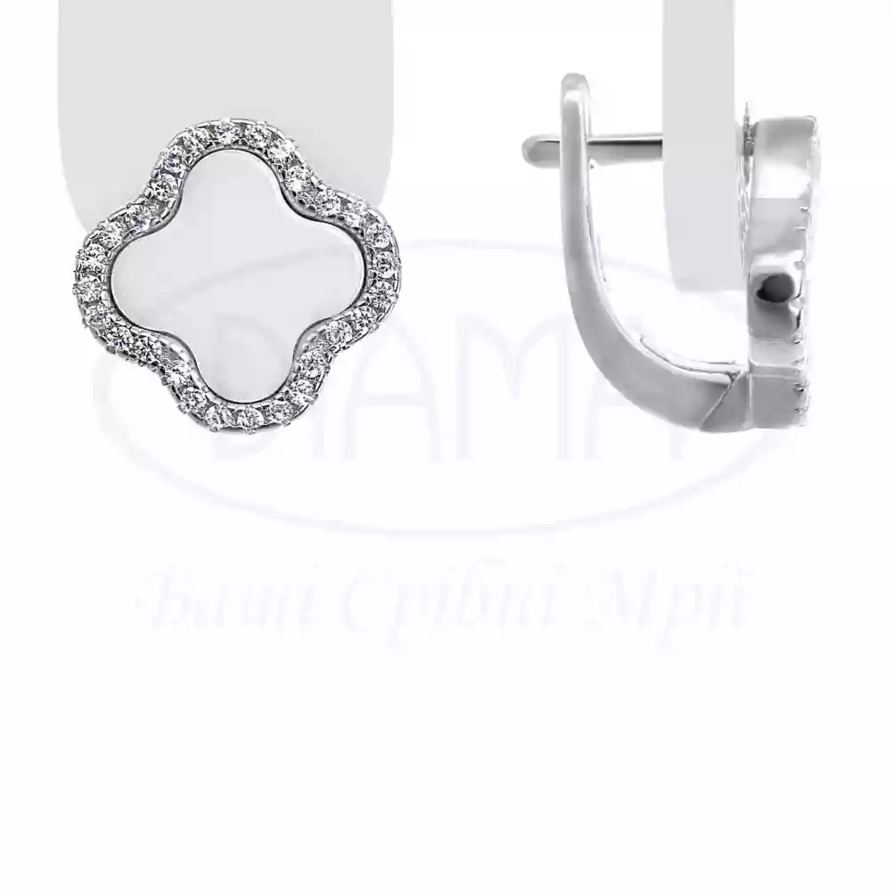 Срібні сережки з Керамікою та Цирконом фото 1