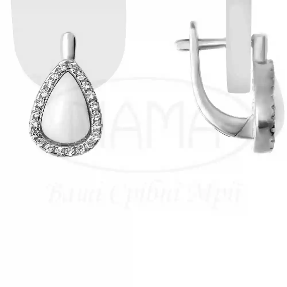 Срібні сережки з Керамікою та Цирконом фото 1