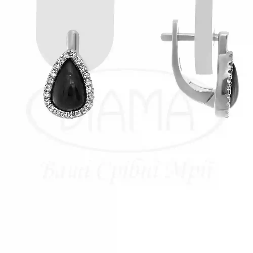 Срібні сережки з Керамікою та Цирконом фото 1