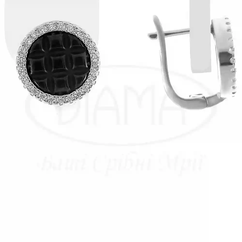 Срібні сережки з Керамікою та Цирконом фото 1