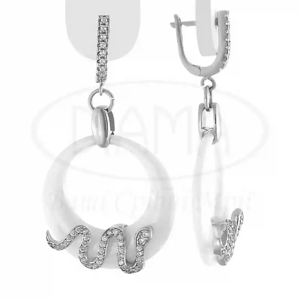 Срібні сережки з Керамікою та Цирконом фото 1