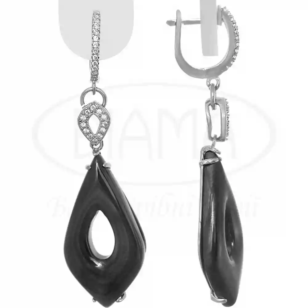 Сережки срібні з Керамікою та Цирконою фото 1