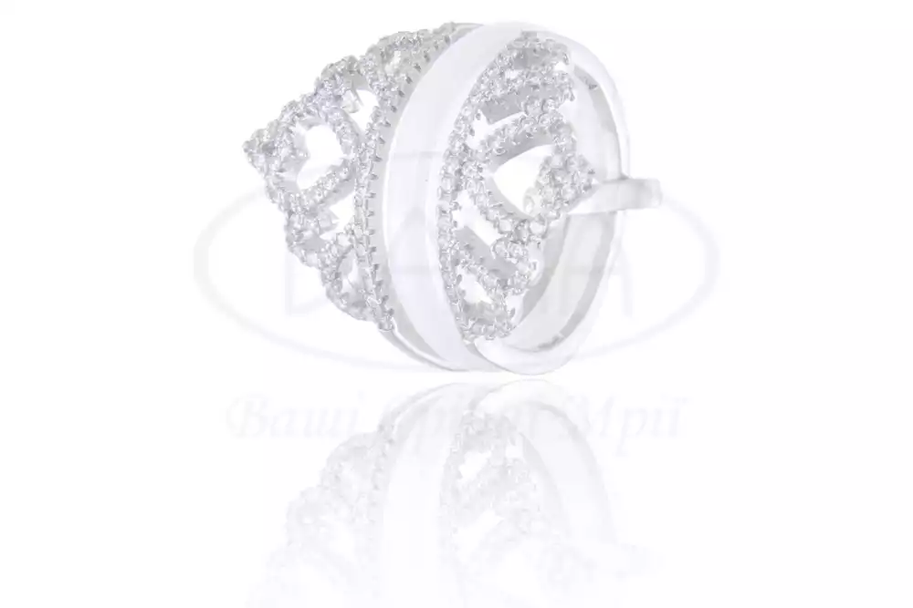 Керамічна каблучка з срібною короною фото 1