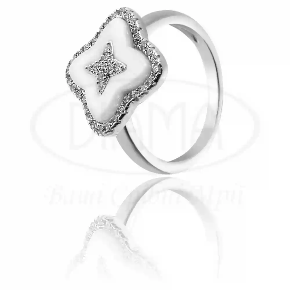 Срібна каблучка з Керамікою та Цирконом фото 1