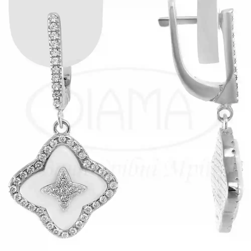 Срібні сережки з Керамікою та Цирконом фото 1