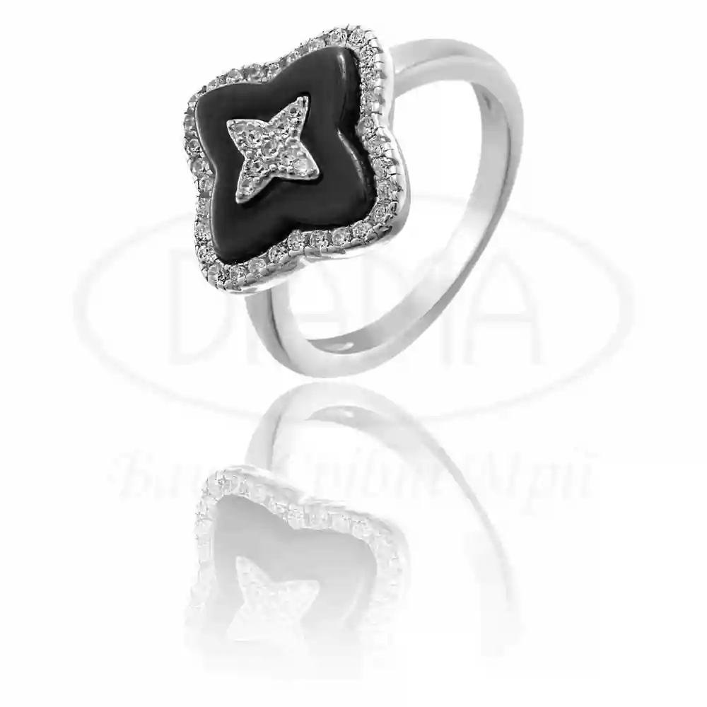 Срібна каблучка з Керамікою та Цирконом фото 1