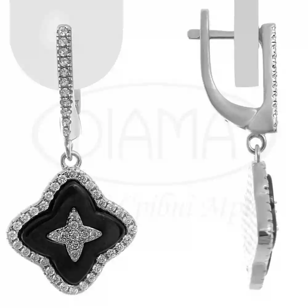 Срібні сережки з Керамікою та Цирконом фото 1