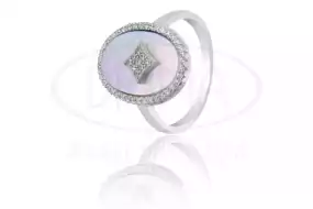 Каблучка срібна з Перламутром та Цирконом