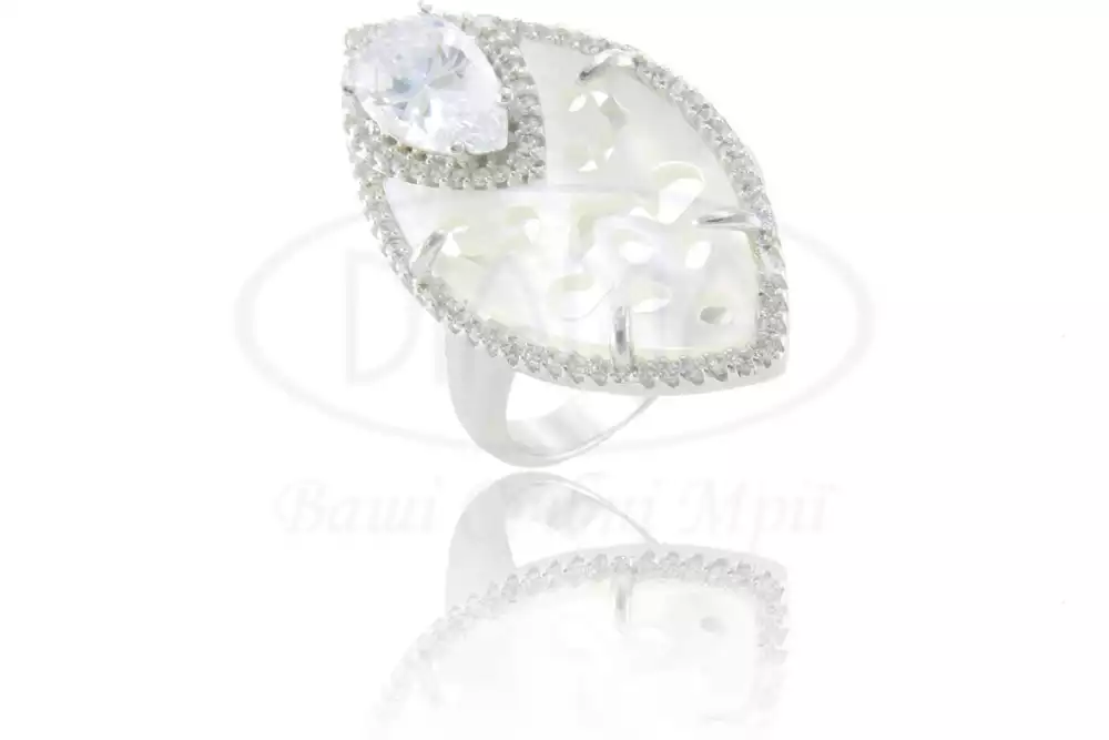 Каблучка срібна з Перламутром та Цирконом фото 1