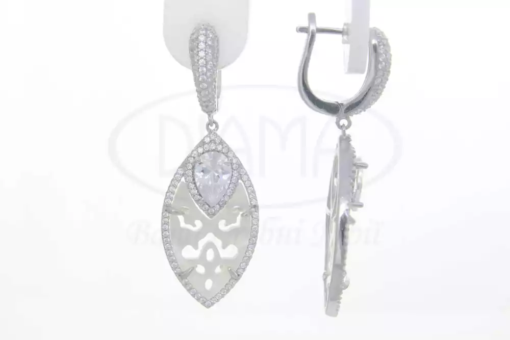 Сережки срібні з Перламутром та Цирконом фото 1