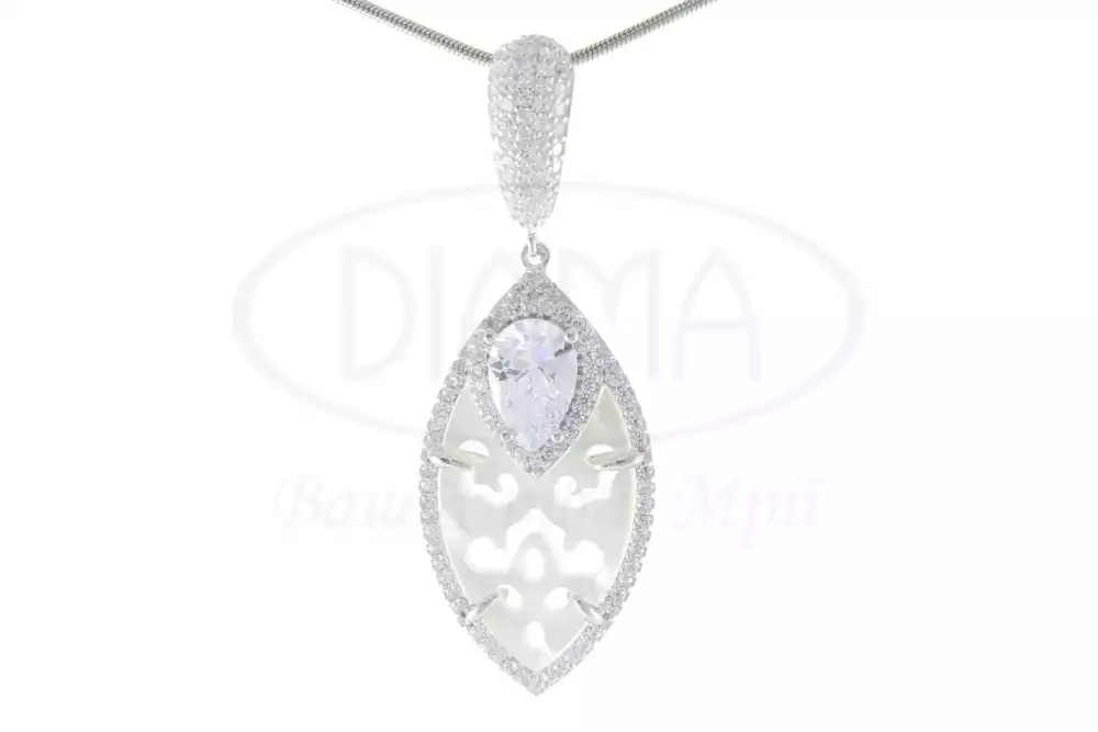 Підвіска срібна з Перламутром та Цирконом фото 1