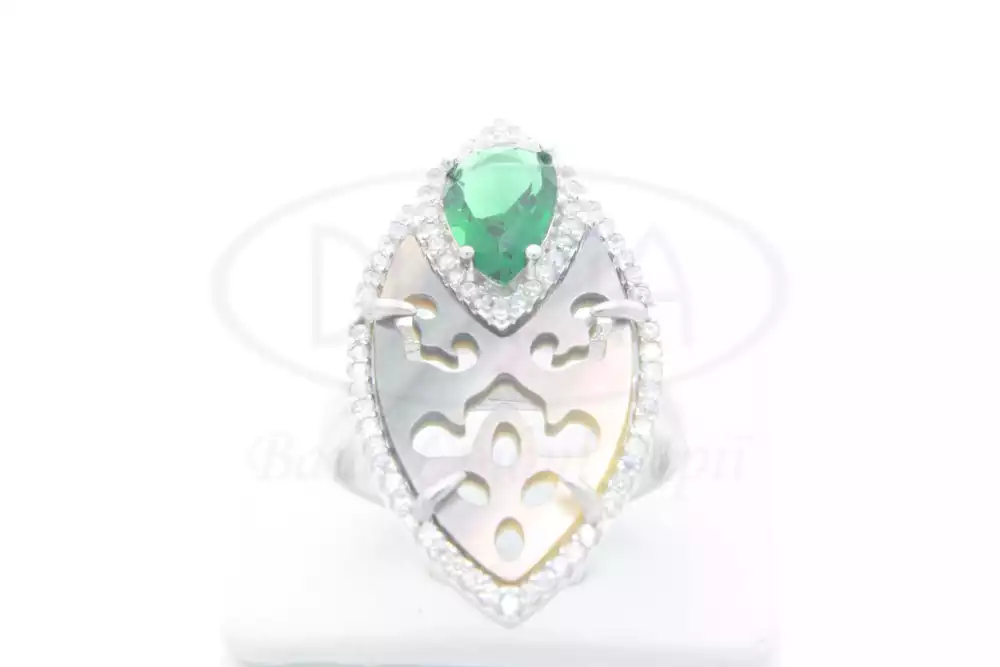 Каблучка срібна з Перламутром та Цирконом фото 1