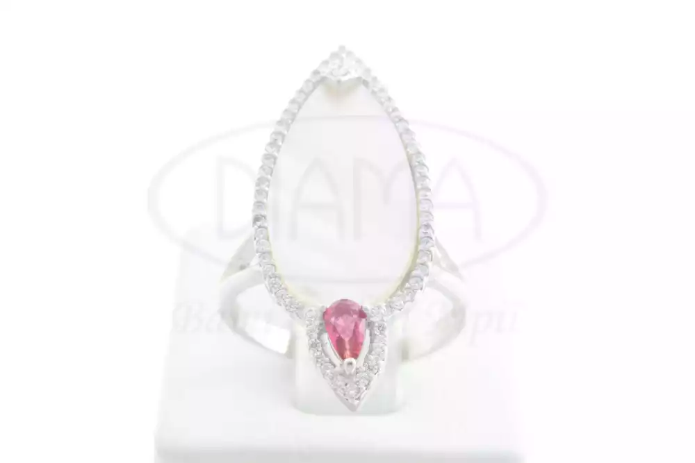 Срібна каблучка з Перламутром та Цирконом фото 1