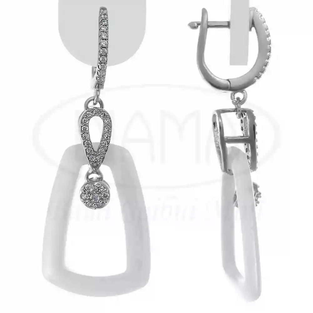 Срібні сережки з Керамікою та Цирконом фото 1