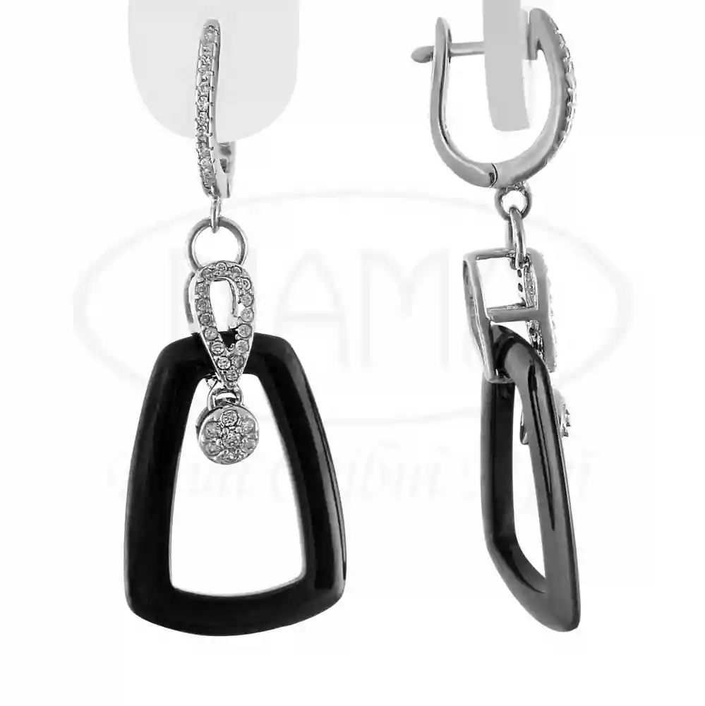 Срібні сережки з Керамікою та Цирконом фото 1