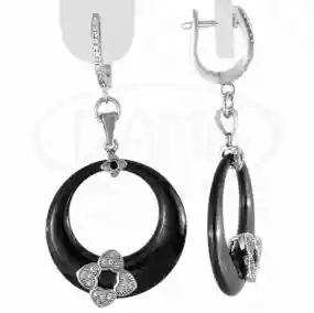 Срібні сережки з Керамікою та Цирконою