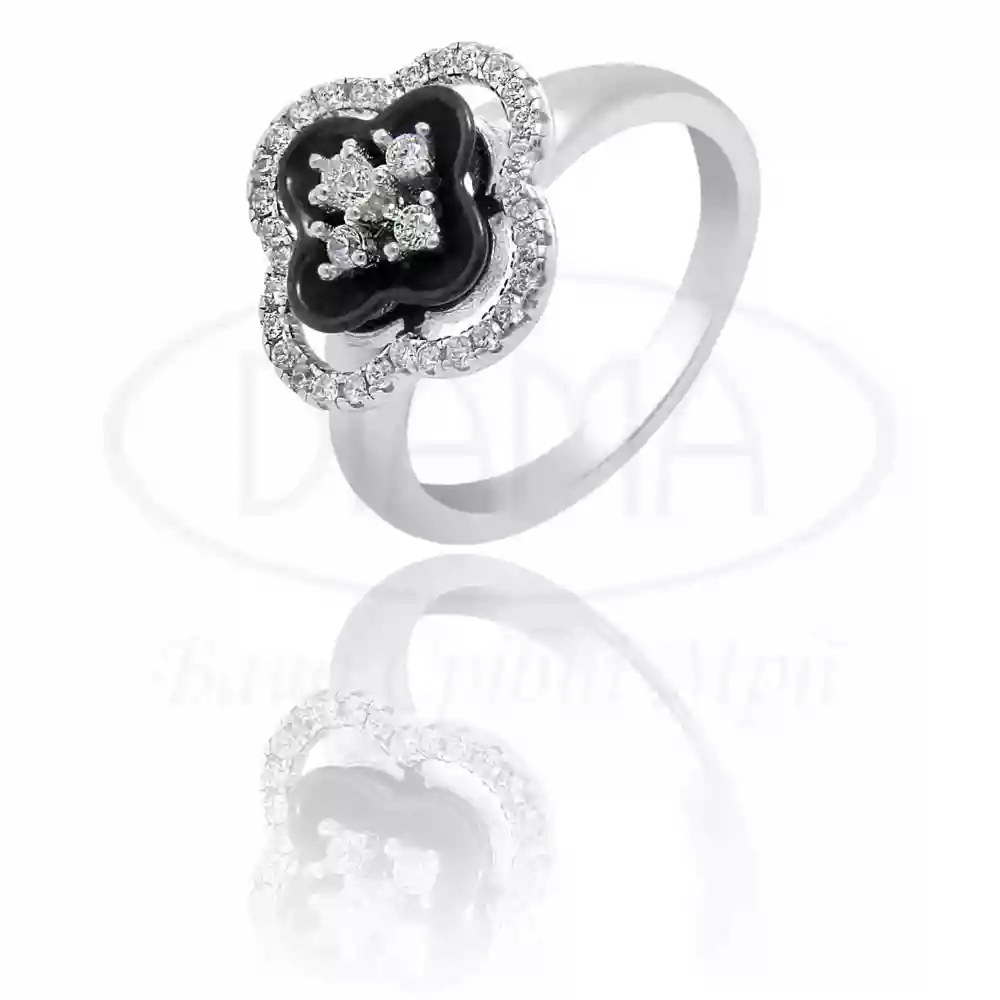 Срібна каблучка з Керамікою та Цирконом фото 1