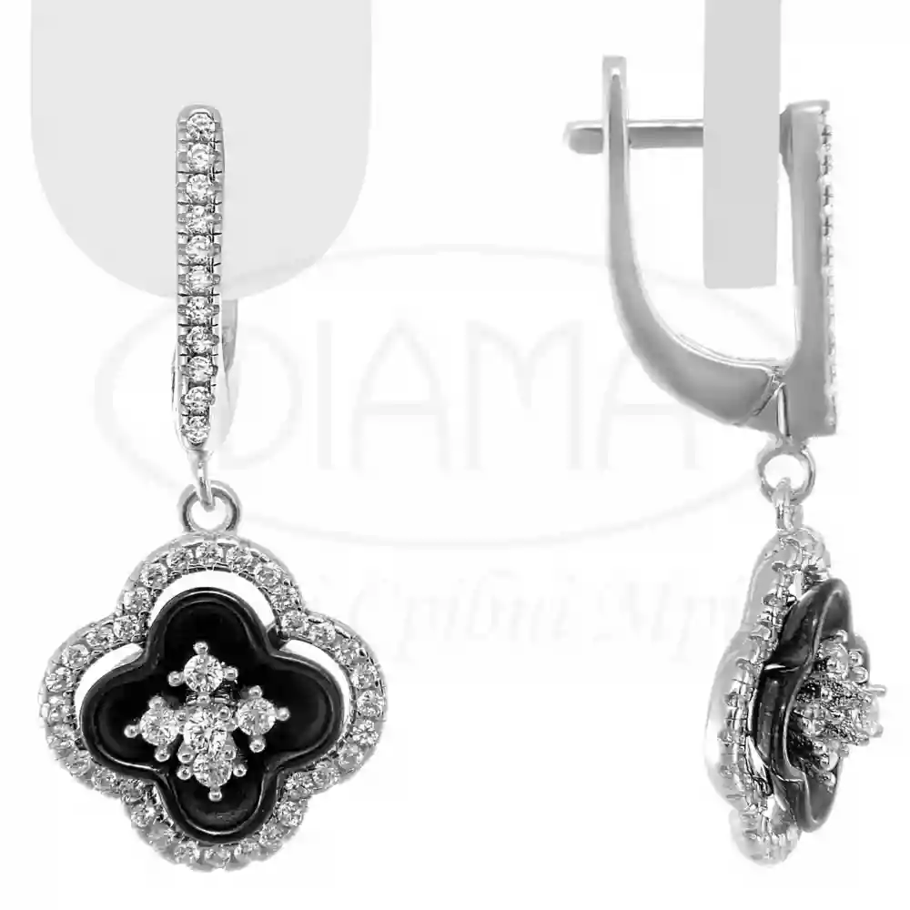 Срібні сережки з Керамікою та Цирконом фото 1