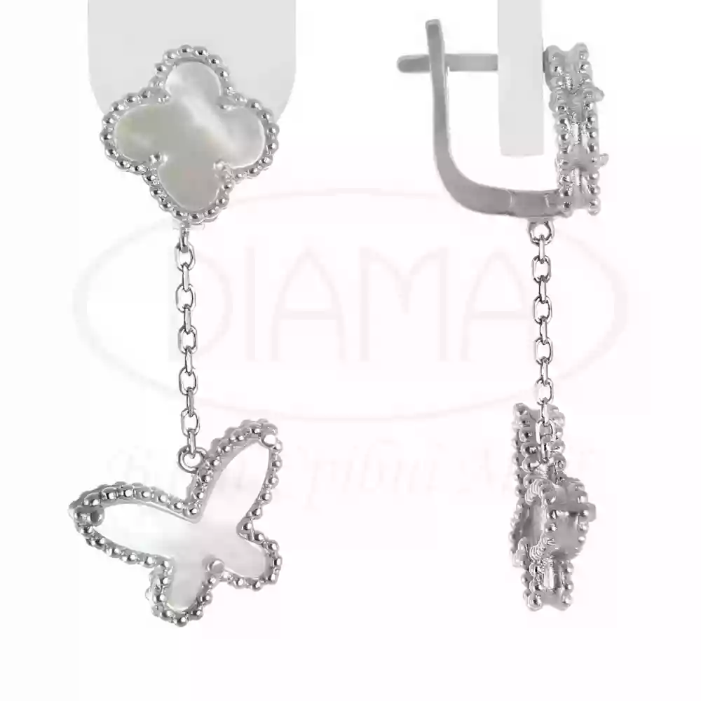 Срібні сережки з білим Перламутром фото 1