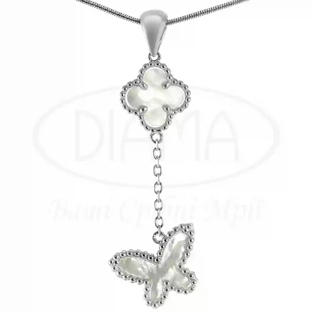 Срібна підвіска з білим Перламутром фото 1