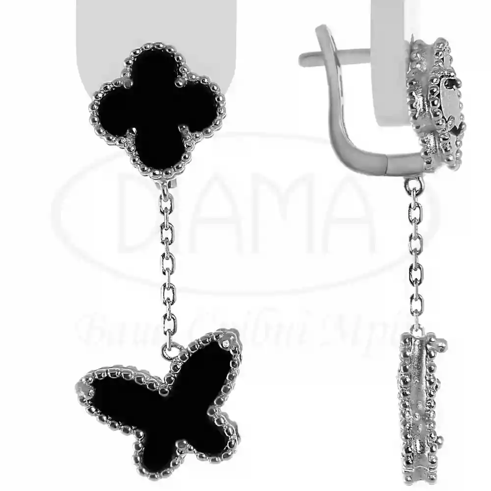 Сережки срібні з Оніксом фото 1