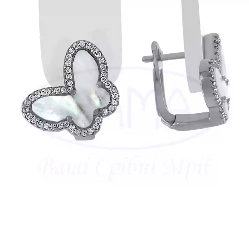 Срібні сережки з Перламутром фото 1