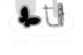 Срібні сережки "Метелик" з Оніксом