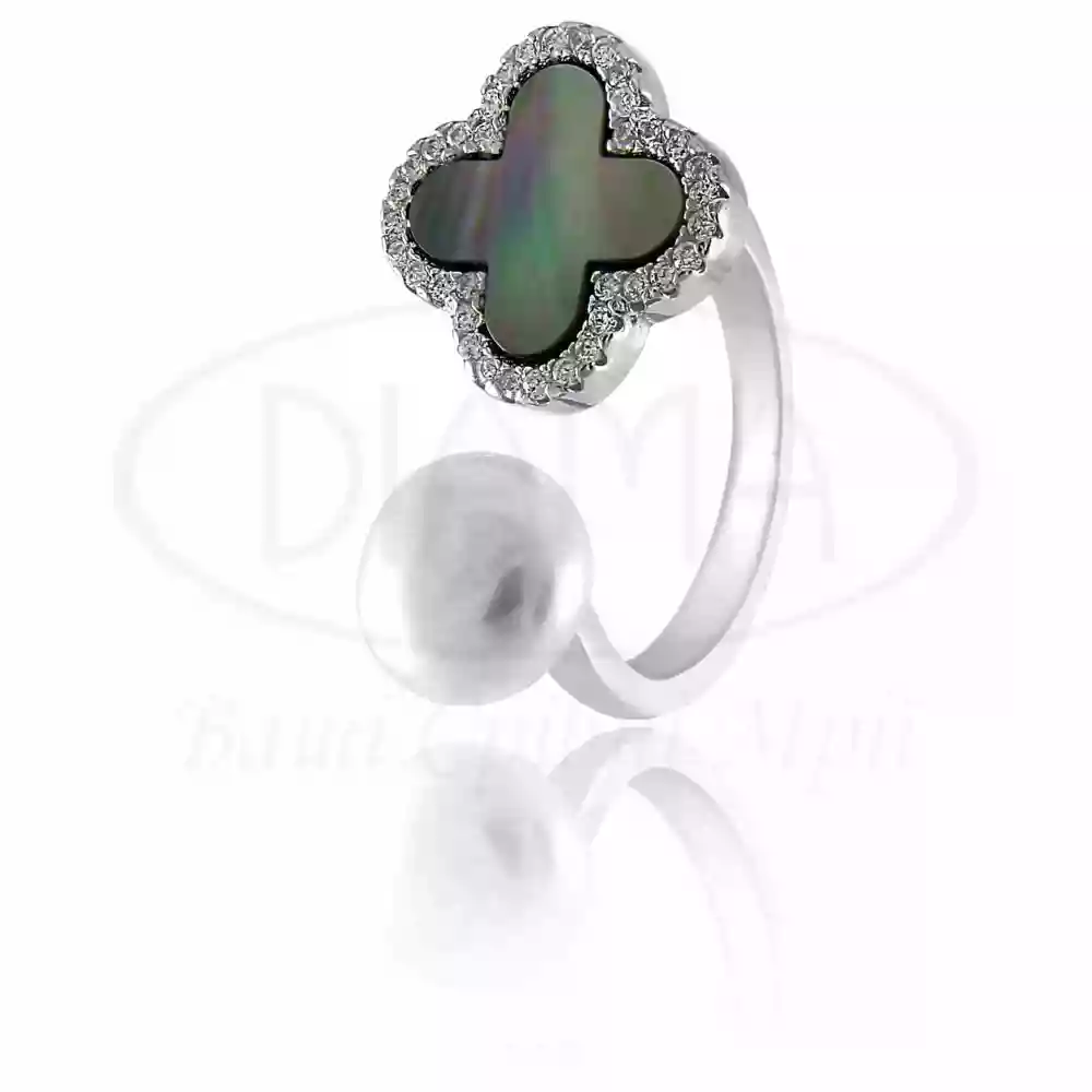 Каблучка срібна з Перламутром та Перлиною фото 1