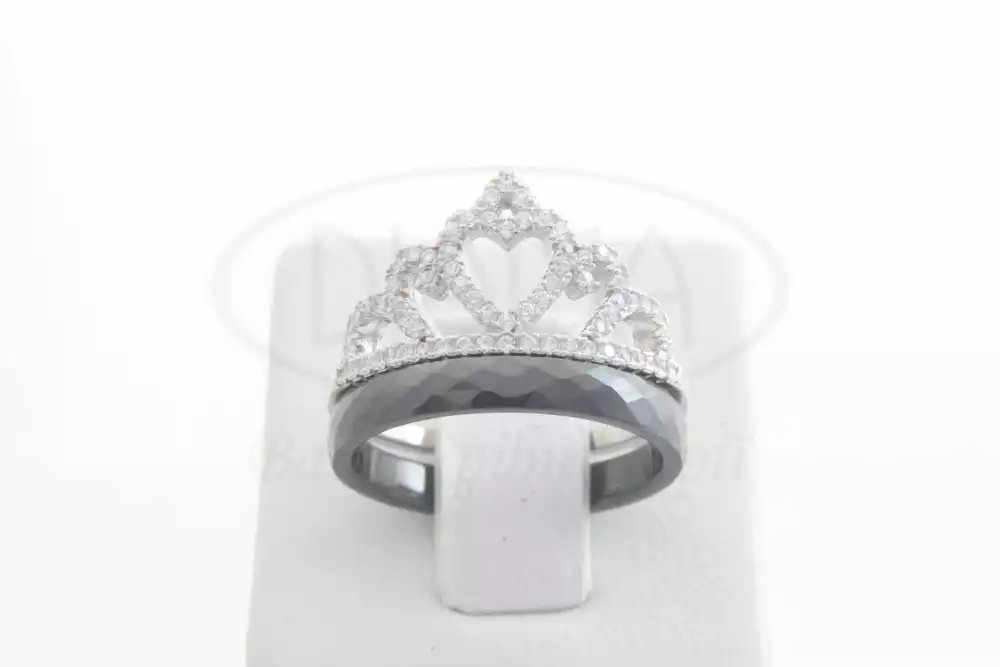 Каблучка чорна "Корона" фото 1