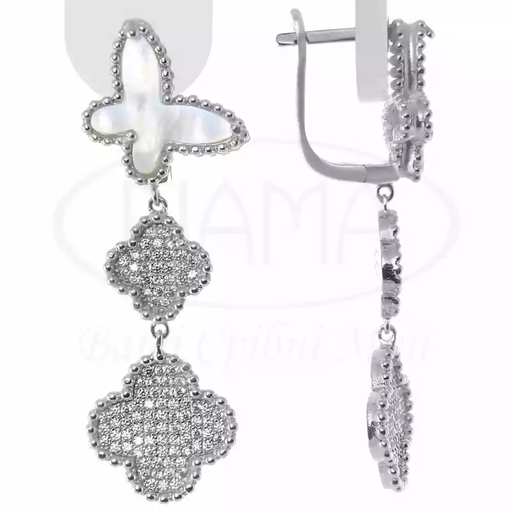 Срібні сережки "Метелик" з Перламутром фото 1