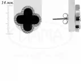 Срібні сережки пусети з Оніксом