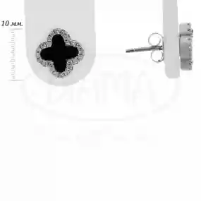 Сережки срібні "Клевер" з Оніксом