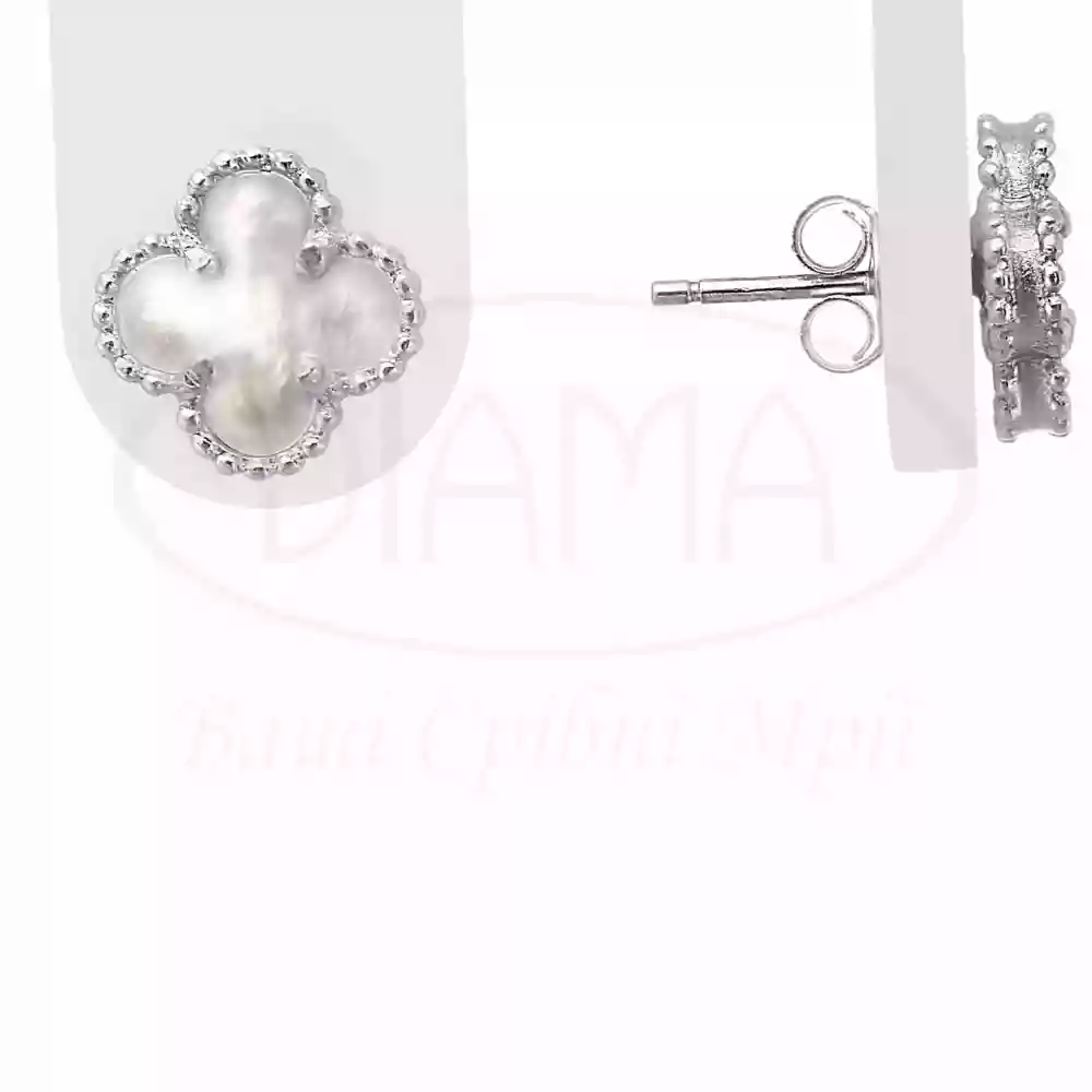 Срібні сережки "Клевер" з Перламутром фото 1
