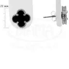 Срібні сережки "Клевер" з Оніксом