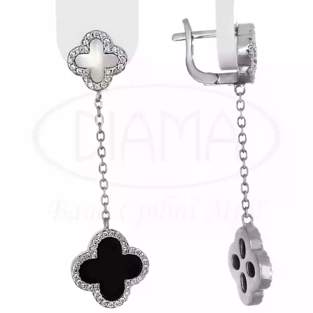 Срібні сережки з Оніксом та Перламутром фото 1