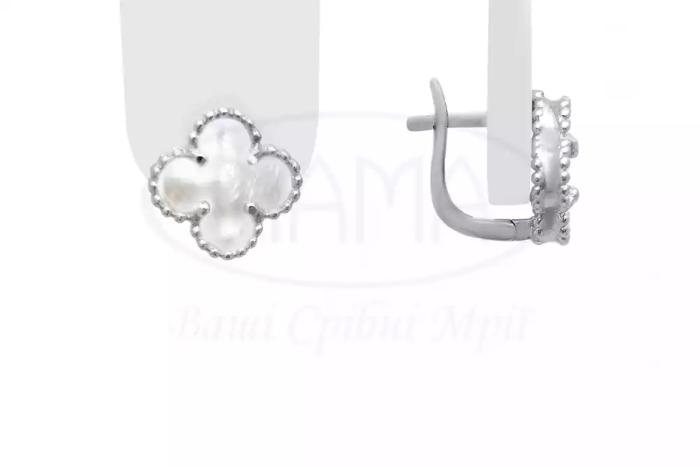 Срібні сережки з перламутром фото 2