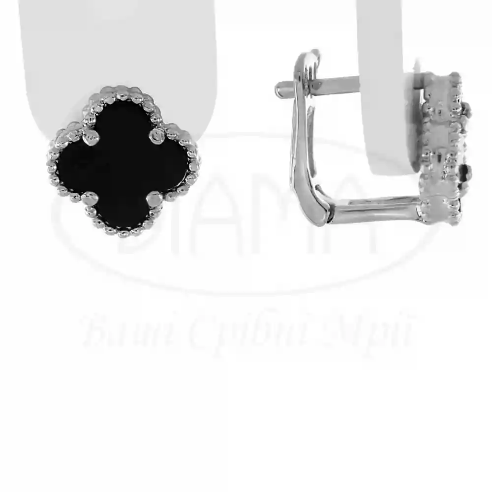 Сережки срібні з Оніксом фото 1