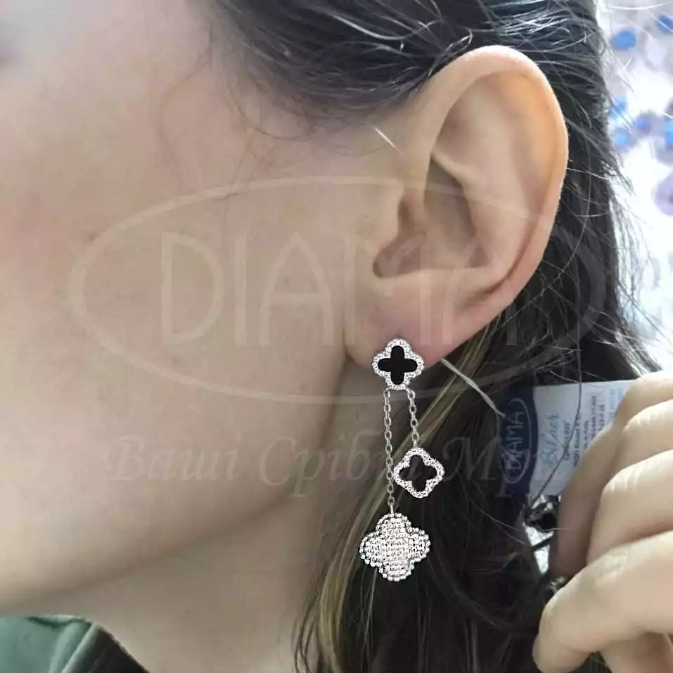 Сережки срібні з Оніксом фото 2