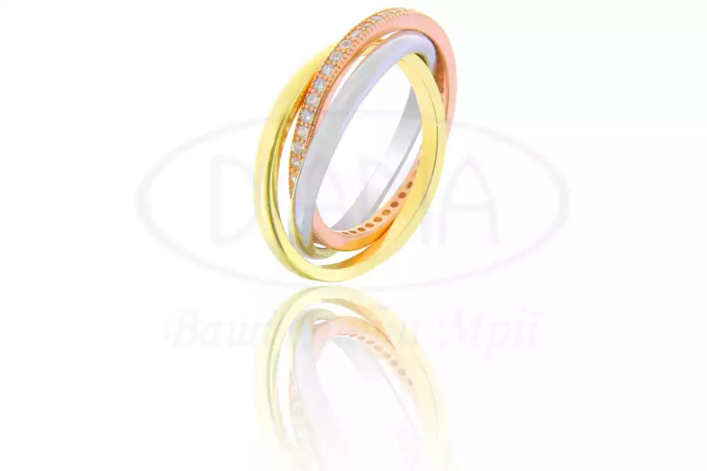 Срібна потрійна каблучка з Цирконом фото 1