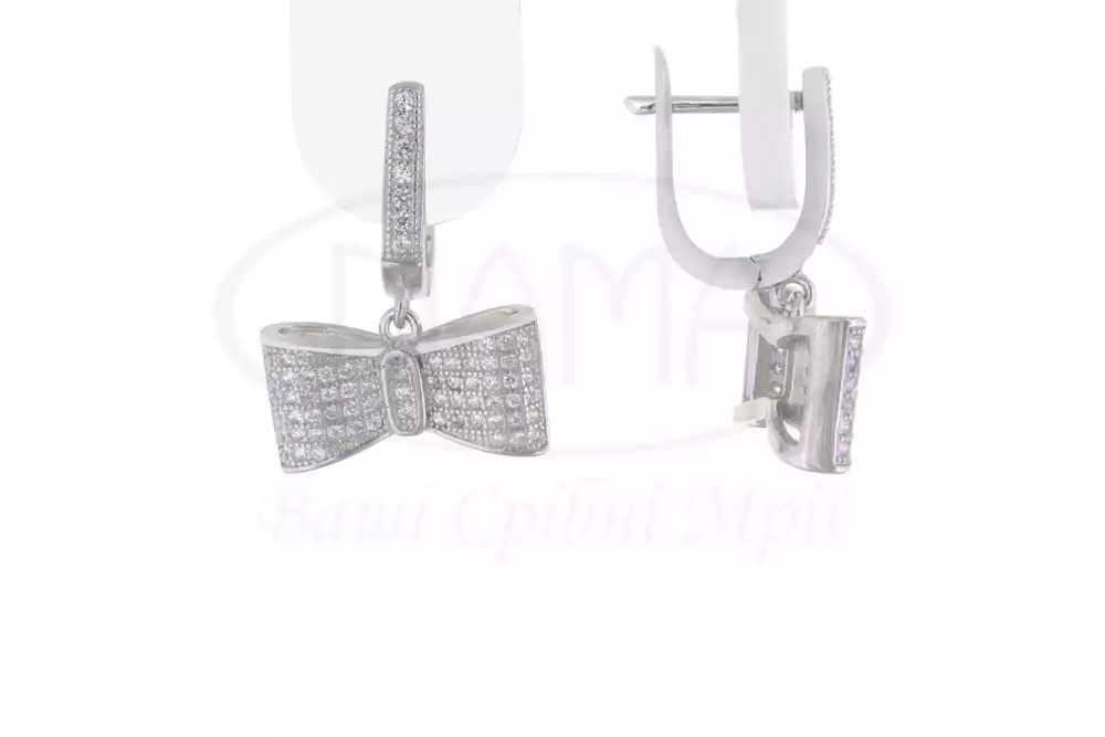 Срібні сережки "Бантик" фото 1