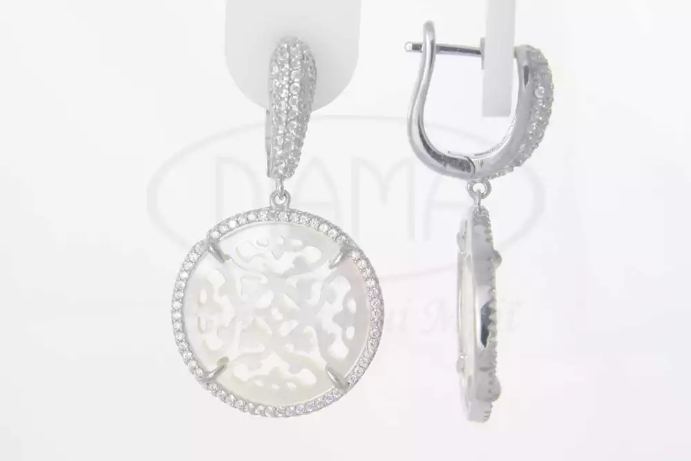 Сережки срібні з Перламутром та Цирконом фото 1