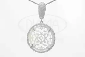 Підвіска срібна з Перламутром та Цирконом